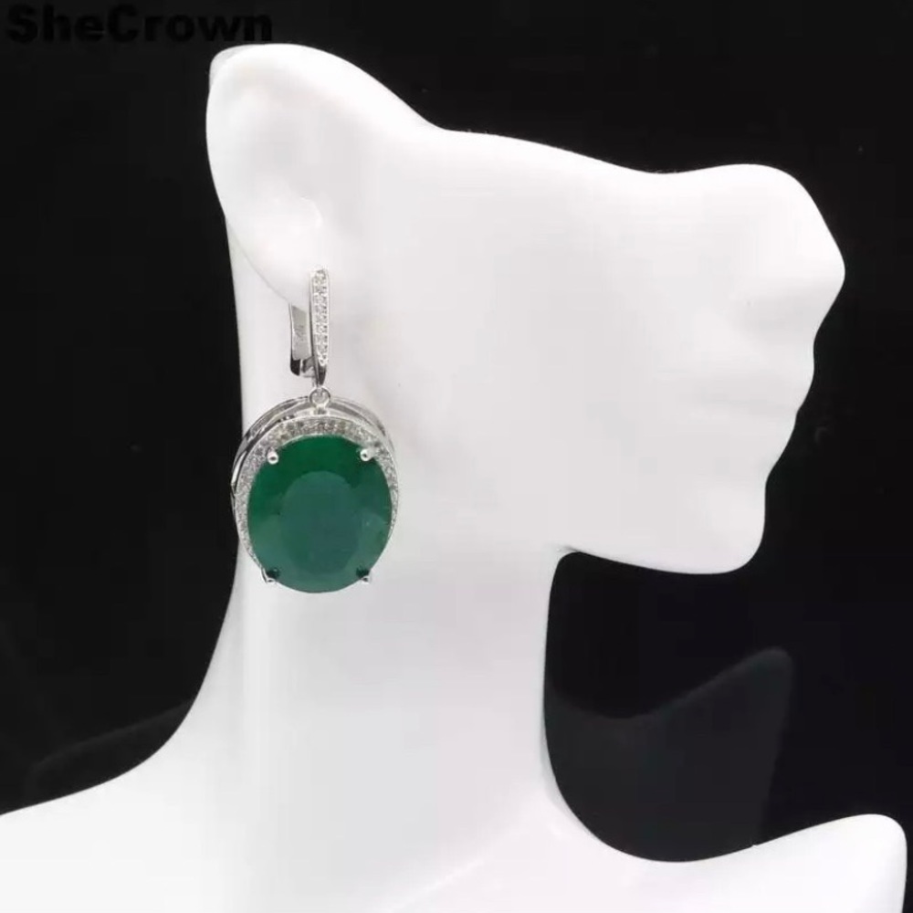 🔥🔥NEW GENUINE EMERALD EARRING SET🔥🔥 - Picture 1 of 5